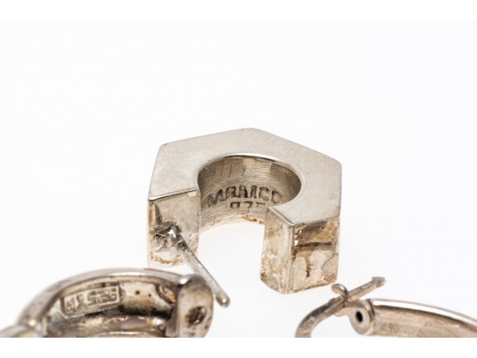 Lot Of Three Assorted Sterling Silver Pairs Of Hoop Earrings