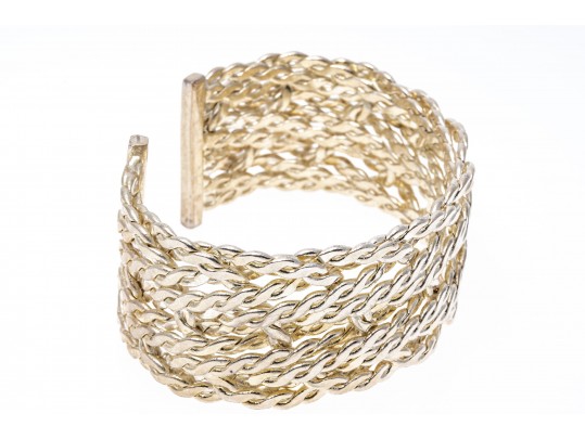 Sterling Bangle Bracelet With Woven Band