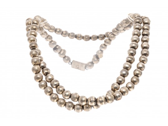 Effortless Sterling Silver Mexican Strung Beaded Necklace