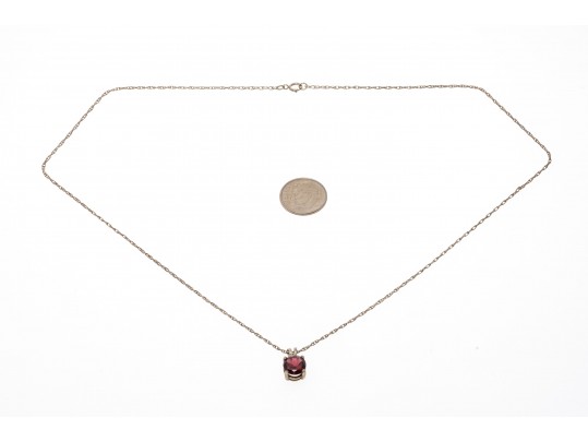 Sterling And Simple Garnet Pendant Necklace