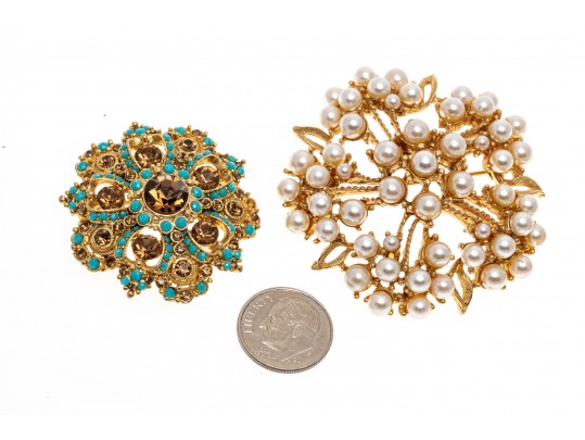 Colorful Fashion Necklaces, Brooches And Ring, Size 9