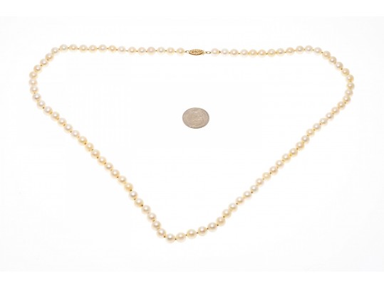 Simple 14K And Strung Pearl Necklace