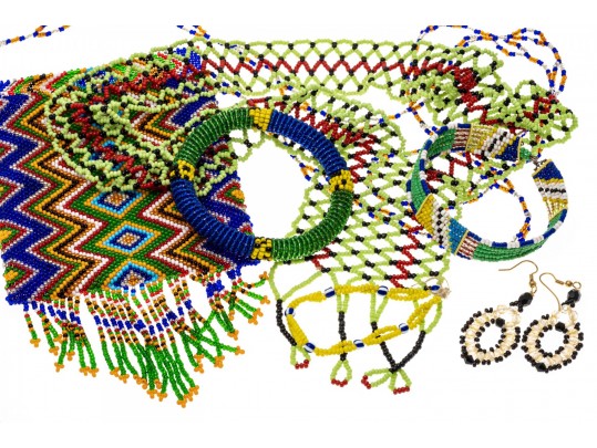 Collection Of Beaded Jewelry And Purse