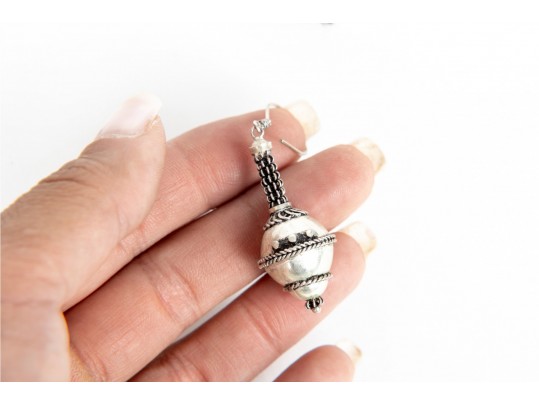 Sterling Silver Pendant And Abalone Earrings