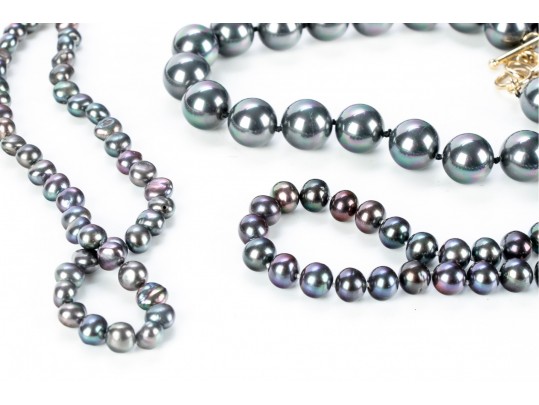 Three Faux Pearl Necklaces