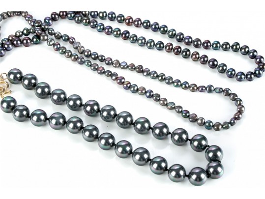 Three Faux Pearl Necklaces