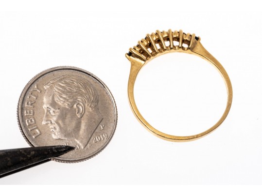 Dainty 14K Diamond And Sapphire Ring, Size 6.75