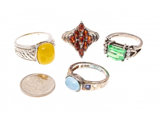 Collection Of Colorful Sterling Silver And Gemstone Jewelry