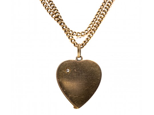 14K Diamond Heart Pendant Necklace