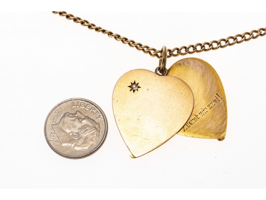 14K Diamond Heart Pendant Necklace