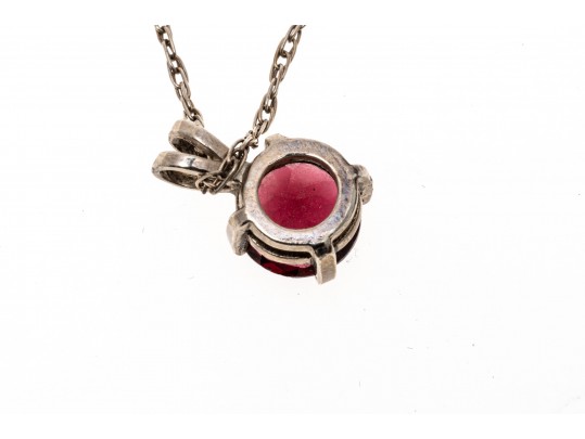 Sterling And Simple Garnet Pendant Necklace
