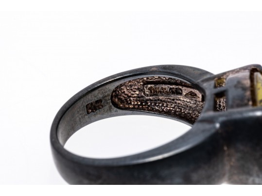 Sterling Silver Fabulous Contemporary Yellow CZ Ring, Size 7-