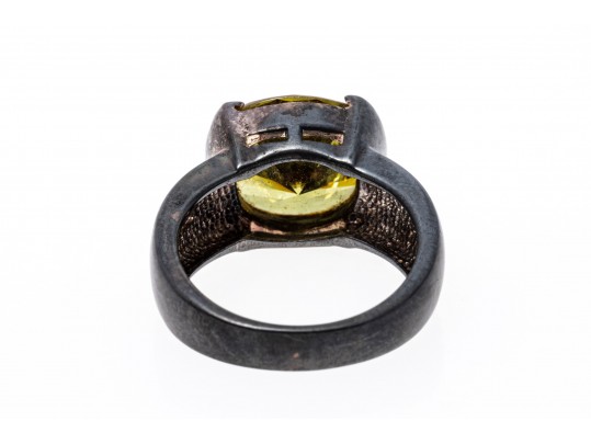 Sterling Silver Fabulous Contemporary Yellow CZ Ring, Size 7-