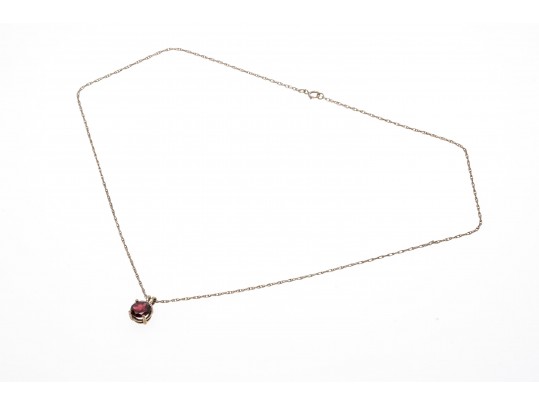 Sterling And Simple Garnet Pendant Necklace