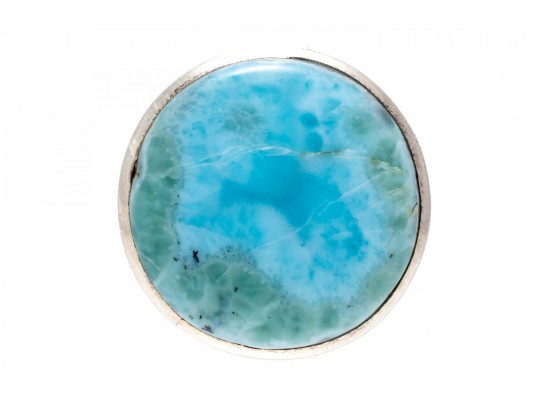 Sterling Ring With Large Larimar Stone, Size 8.5