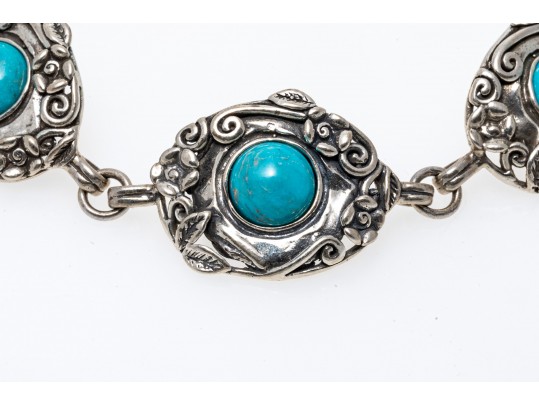 Sterling Bracelt And Ring With Turquoise And Howlite, Ring Size 7+