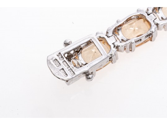 Sterling Silver Bracelet Of Peachy Pink Zirconia