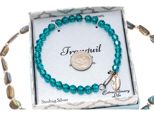 Lot Of Teal And Blue Green Color Jewelry, Including A Sterling And Abalone Necklace