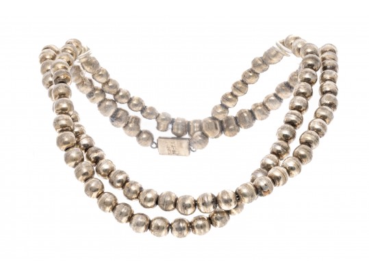 Effortless Sterling Silver Mexican Strung Beaded Necklace