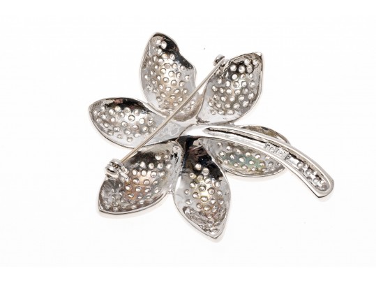 Lot Of Two Glittering Sterling Silver Jewelry And Cz Pieces, Including A Bracelet And A Brooch