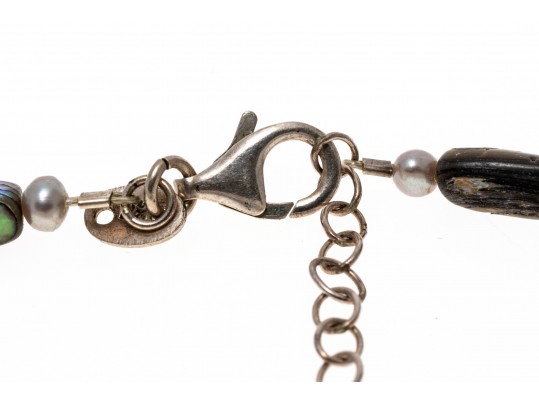 Lot Of Teal And Blue Green Color Jewelry, Including A Sterling And Abalone Necklace