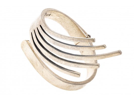 Sigi Pineda Magnificent Rare Vintage Sterling Silver Spray Bangle Bracelet