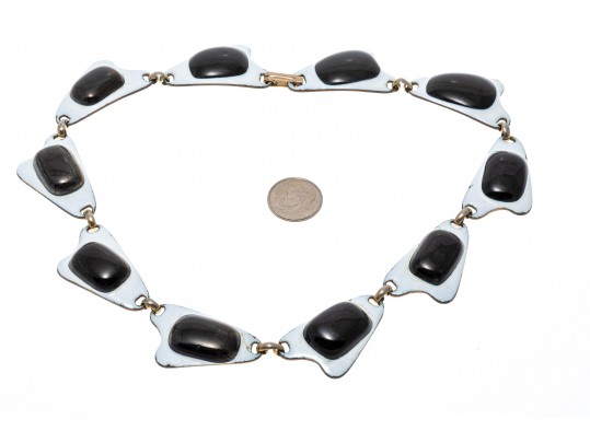 Abstract Kay Denning Black And White Necklace