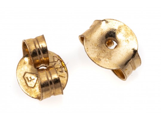 14k Yellow Gold Emerald Cut CZ Stud Earrings