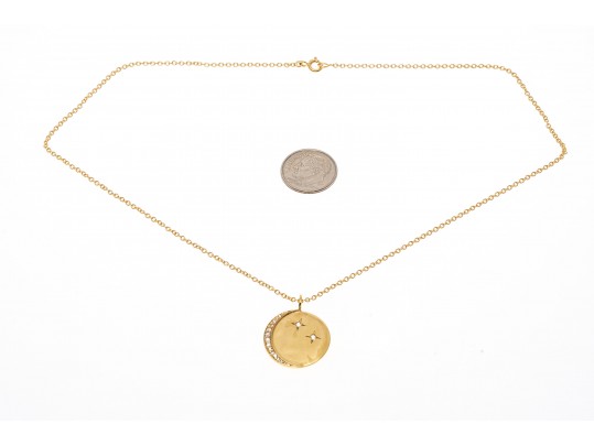 Sterling Crescent Moon And Star Pendant Necklace And Stud Earrings