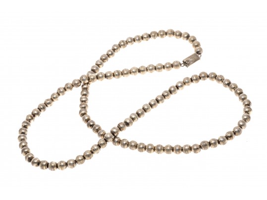 Effortless Sterling Silver Mexican Strung Beaded Necklace