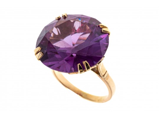 14K Synthetic Purple Sapphire Ring, Size 5.75-
