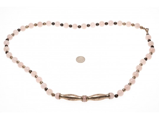 Sterling Silver Fabulous Rose Quartz Opera Length Necklace