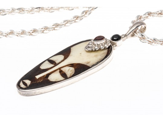 Sterling And Mud Bead Sajen Tribal Necklace