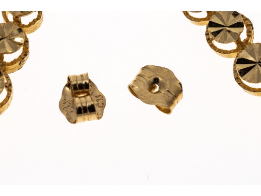 14k Yellow Gold Fun Diamond Cut Graduated Stacked Drop Earrings