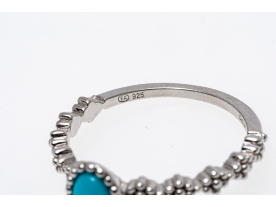 Sterling Bracelt And Ring With Turquoise And Howlite, Ring Size 7+