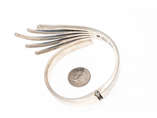 Sigi Pineda Magnificent Rare Vintage Sterling Silver Spray Bangle Bracelet