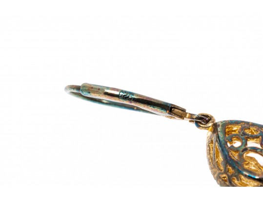 Lot Of Two Sterling Silver Vermeil Drop CZ Earrings