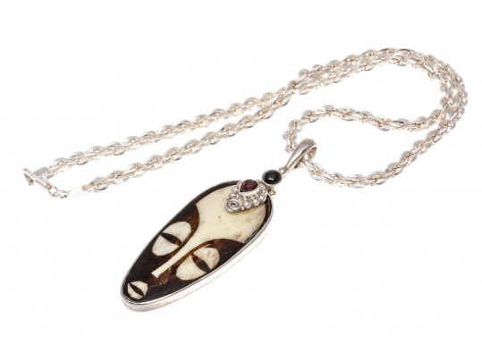 Sterling And Mud Bead Sajen Tribal Necklace