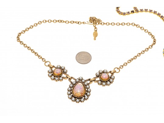 Colorful Fashion Necklaces, Brooches And Ring, Size 9