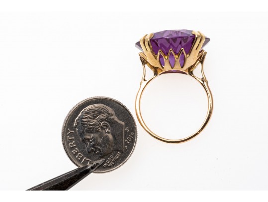 14K Synthetic Purple Sapphire Ring, Size 5.75-