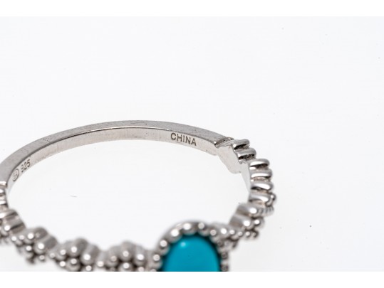 Sterling Bracelt And Ring With Turquoise And Howlite, Ring Size 7+