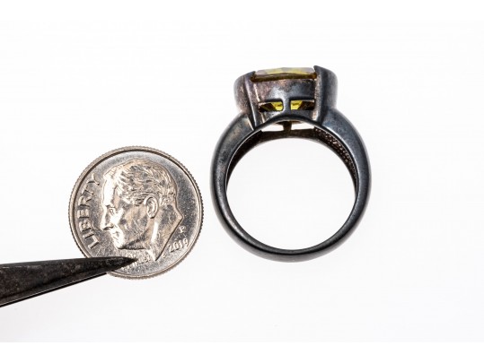 Sterling Silver Fabulous Contemporary Yellow CZ Ring, Size 7-