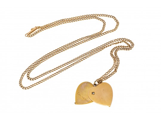 14K Diamond Heart Pendant Necklace