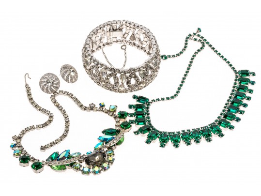 Collection Of Green And White Cubic Zirconia Fashion Jewelry