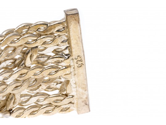 Sterling Bangle Bracelet With Woven Band