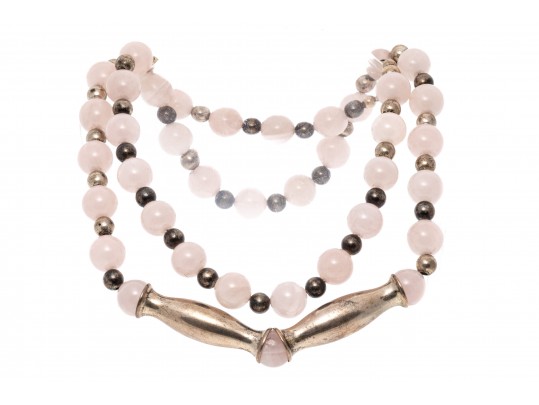 Sterling Silver Fabulous Rose Quartz Opera Length Necklace