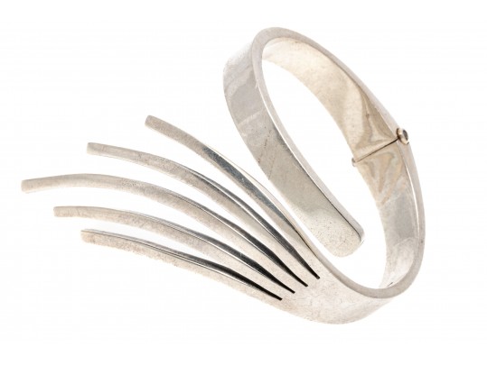 Sigi Pineda Magnificent Rare Vintage Sterling Silver Spray Bangle Bracelet