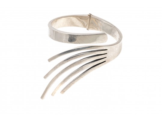 Sigi Pineda Magnificent Rare Vintage Sterling Silver Spray Bangle Bracelet