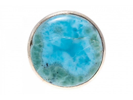 Sterling Ring With Large Larimar Stone, Size 8.5