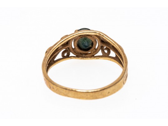 Interesting 10K Blue-Green Sapphire Ring, Size 5.75